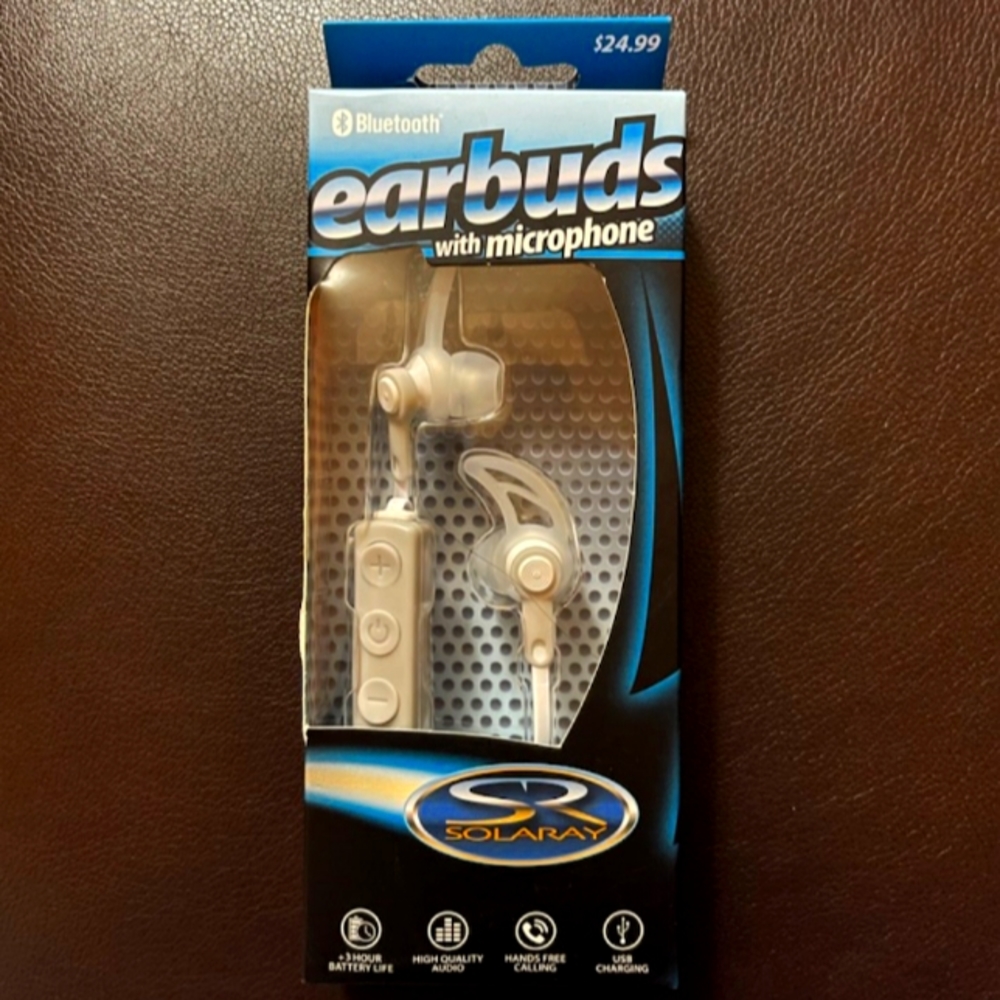 SOLARAY EARBUDS WITH MICROPHONE BLUETOOTH BLACK AND WHITE